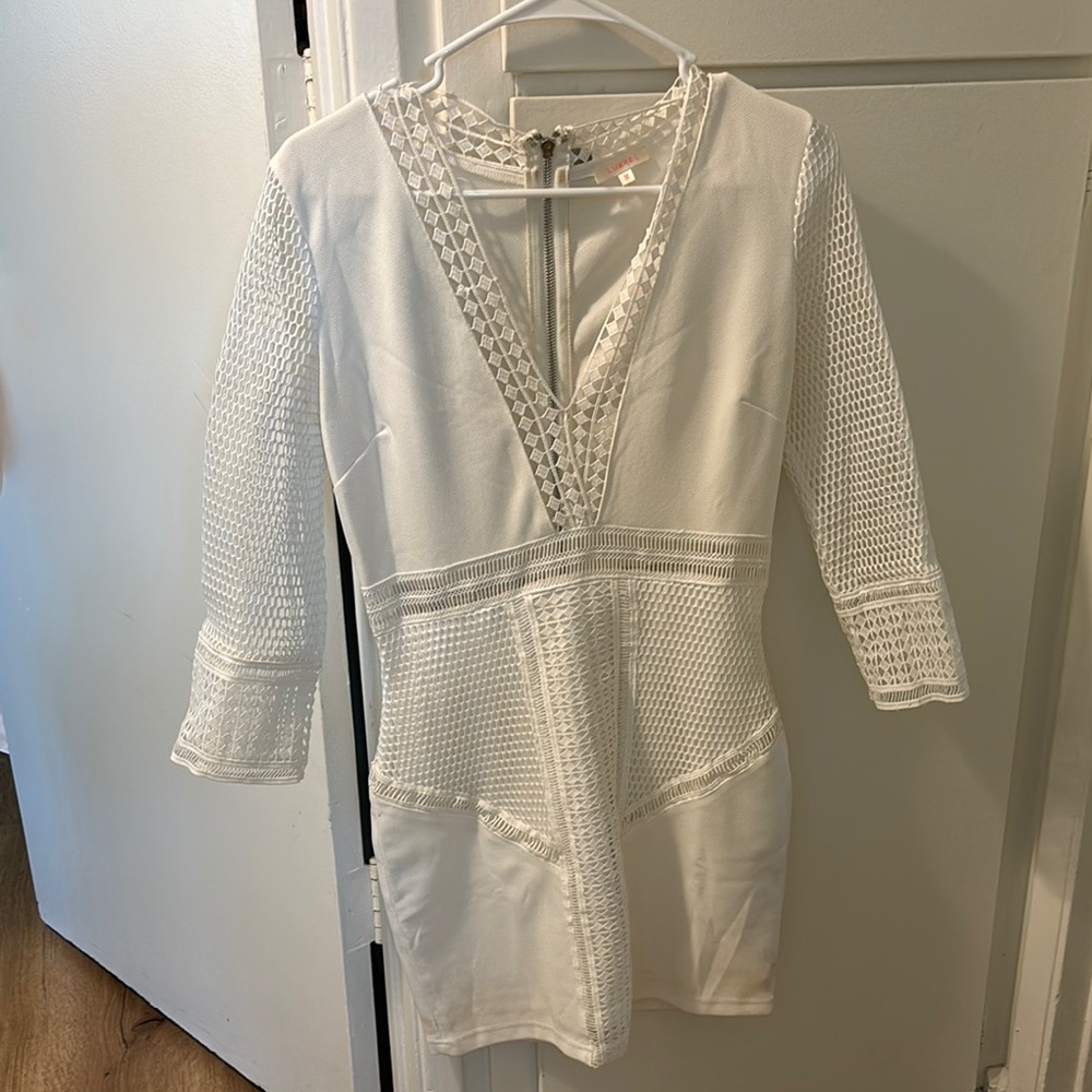 White Crochet Tight Dress